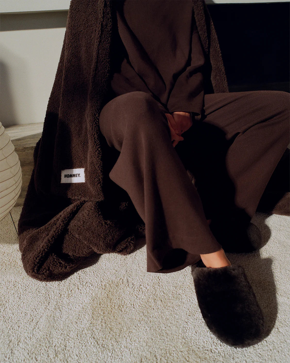Hommey Sheepskin Chocolate Slippers