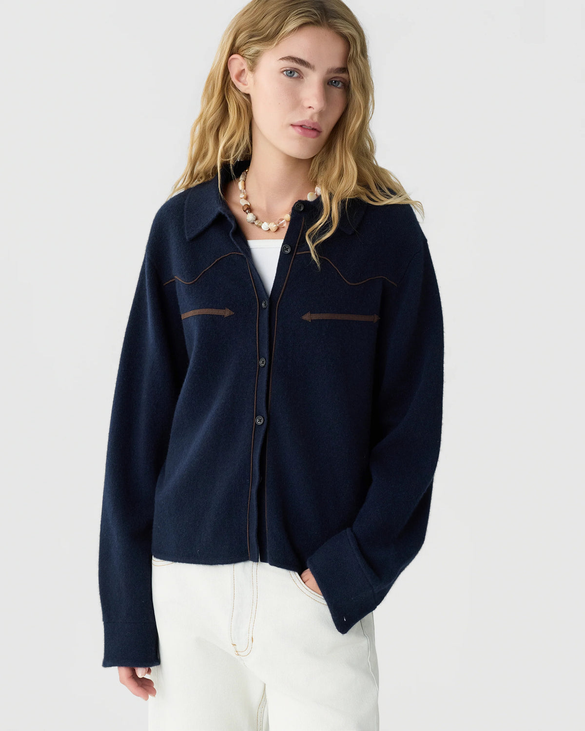 Guest in Residence Cropped Western Shirt
