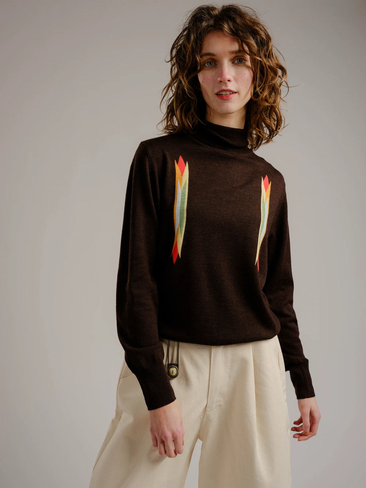 Degen Butterfly Intarsia Turtleneck