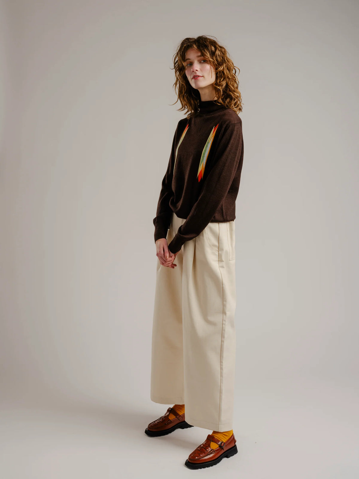 Degen Butterfly Intarsia Turtleneck