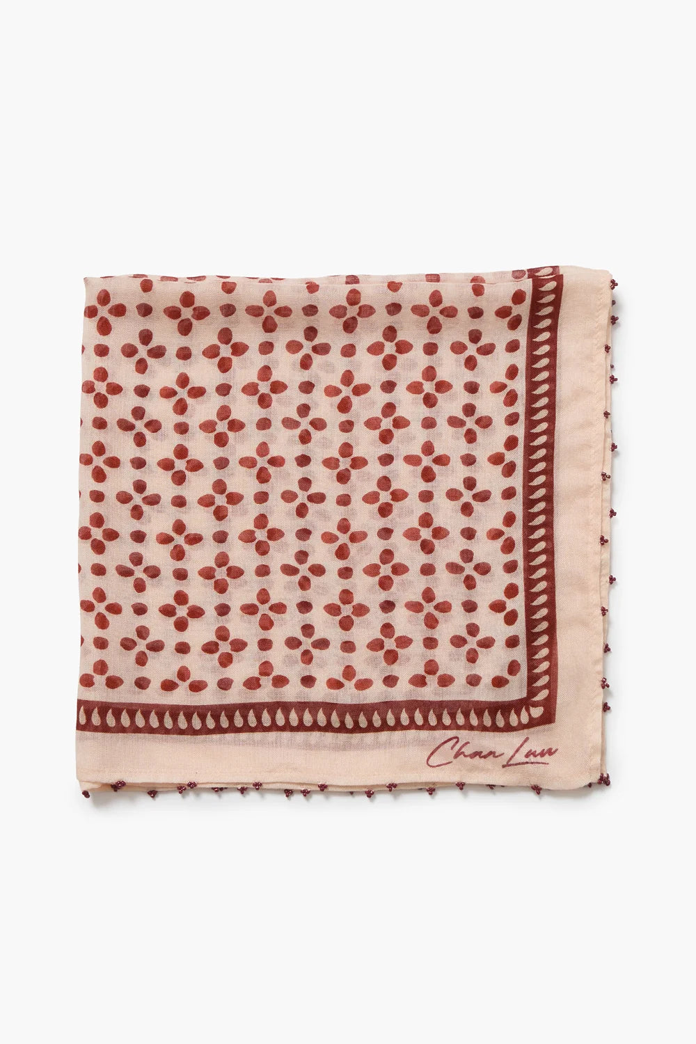 Chan Luu Beaded Floral Pink Sand Bandana