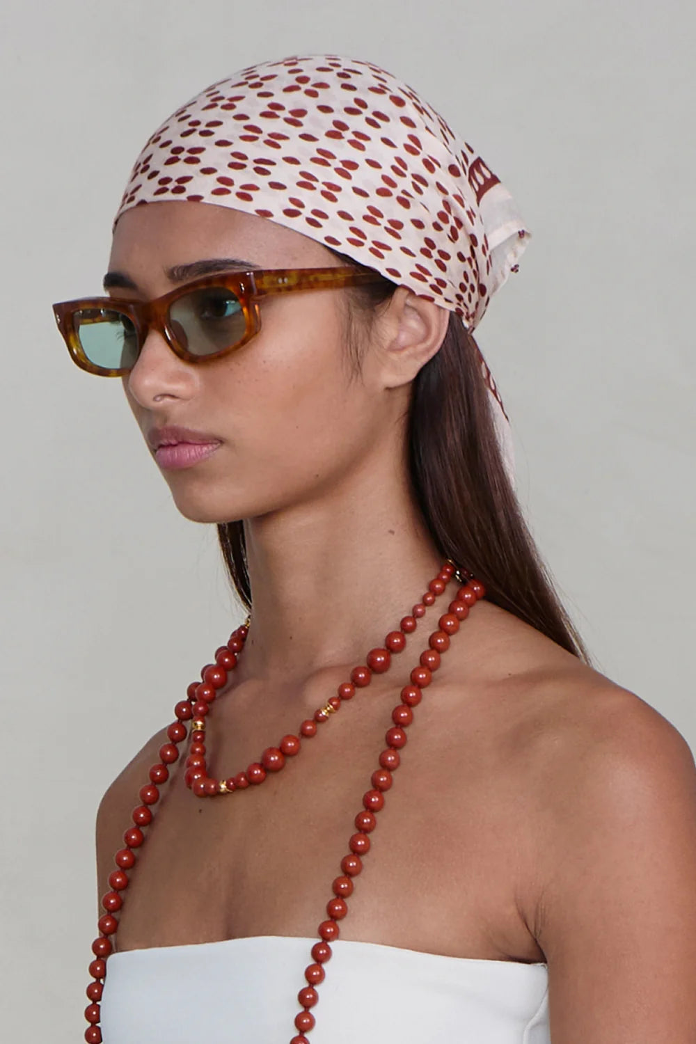 Chan Luu Beaded Floral Pink Sand Bandana