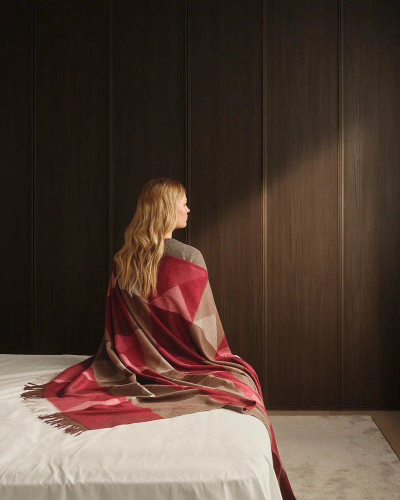 Begg x Co Arran Braque Mink Burgundy Cashmere Throw