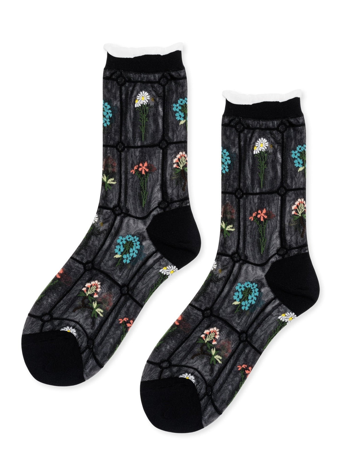 Hansel From Basel Horticulture Sheer Crew Sock Black