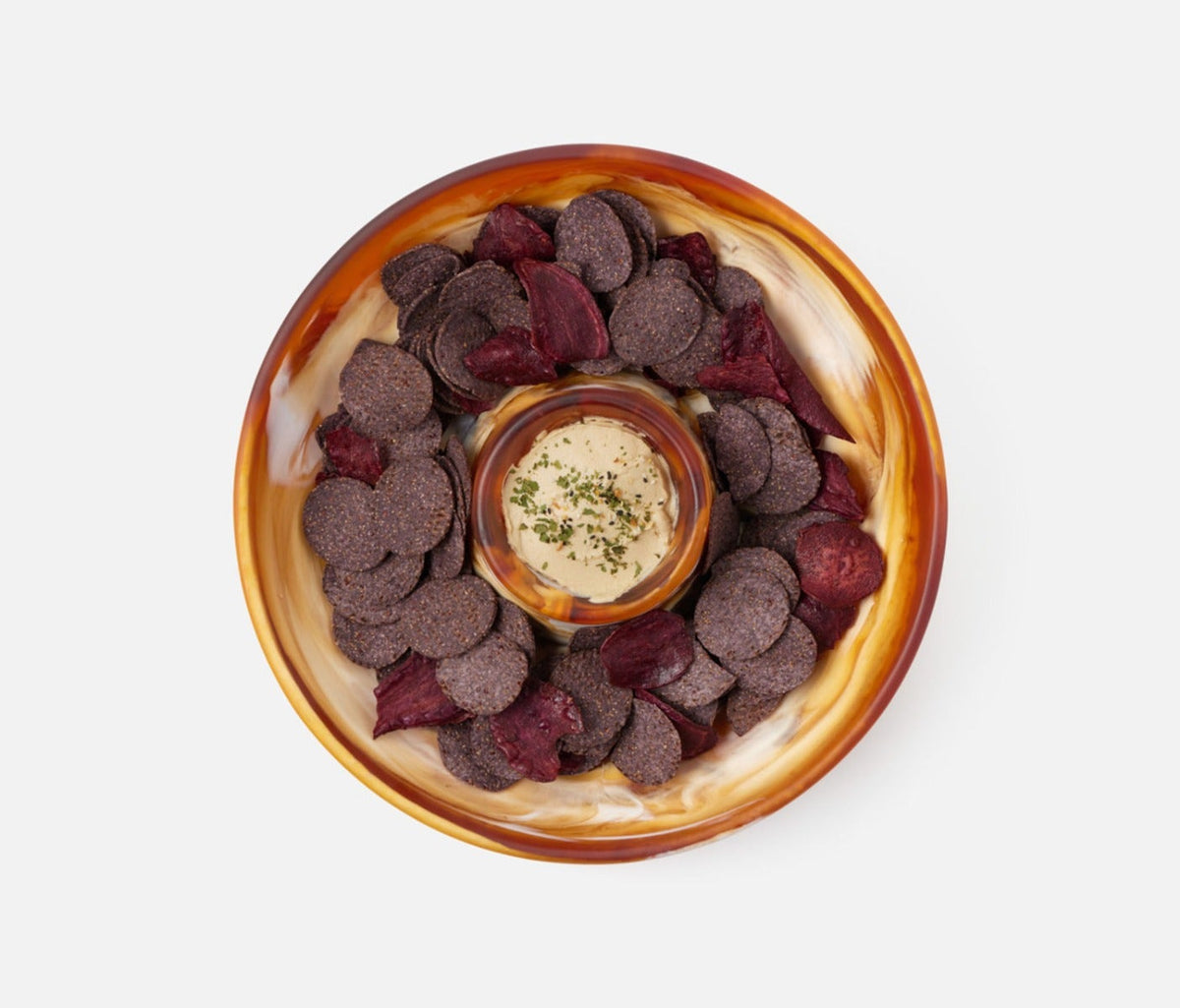 Blue Pheasant Hugo Chip & Dip Bowl Amber Resin