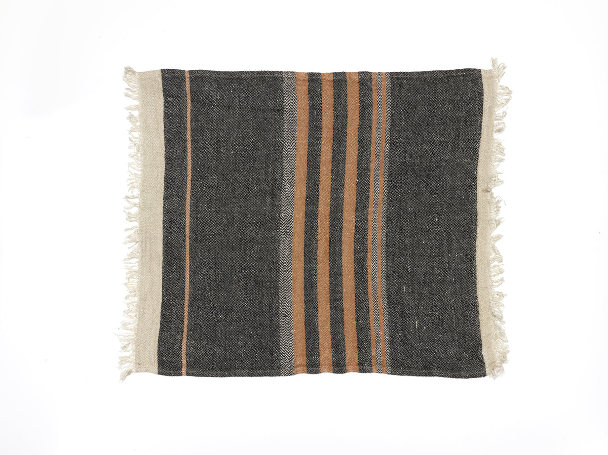 Libeco The Belgian Towel Black Stripe Fouta