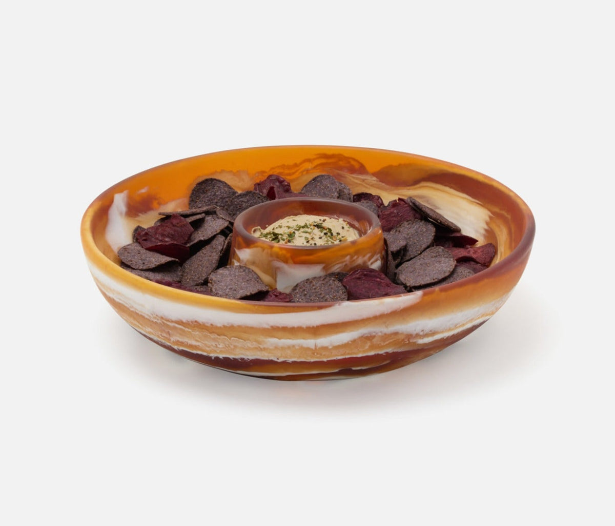 Blue Pheasant Hugo Chip & Dip Bowl Amber Resin